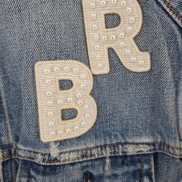 AG Adriano Goldschmied Robyn Denim Jacket Large DIY Embellished Size Large - Picture 5 of 15
